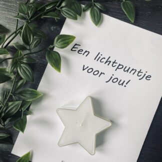 Kaarsje met tekst: een lichtpuntje voor jou!