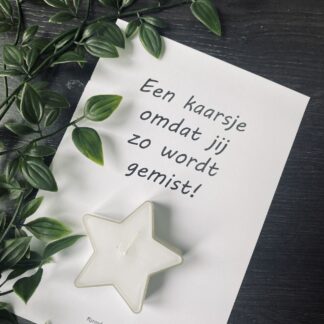 Kaarsje met tekst: Een kaarsje omdat jij zo wordt gemist!