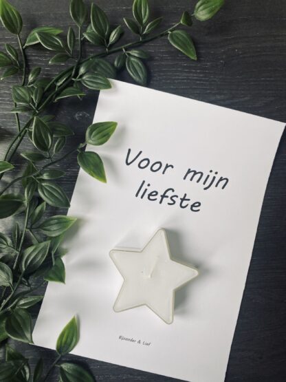Kaarsje met tekst: voor mijn liefste