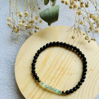 Onyx met aquamarijn armband