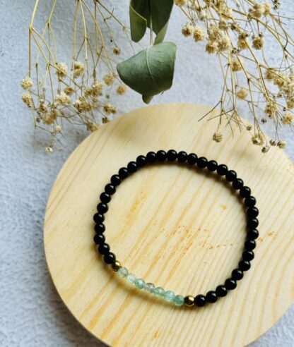 Onyx met aquamarijn armband