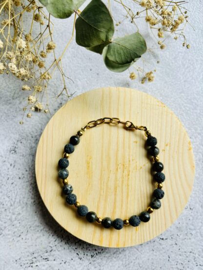 Labradoriet, lavasteen en hematiet natuurstenen armband - Afbeelding 2