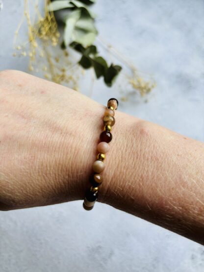 Agaat en zonnesteen armband