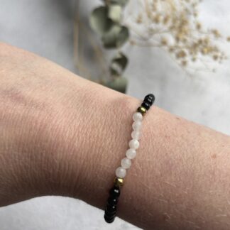 Onyx en maansteen armband